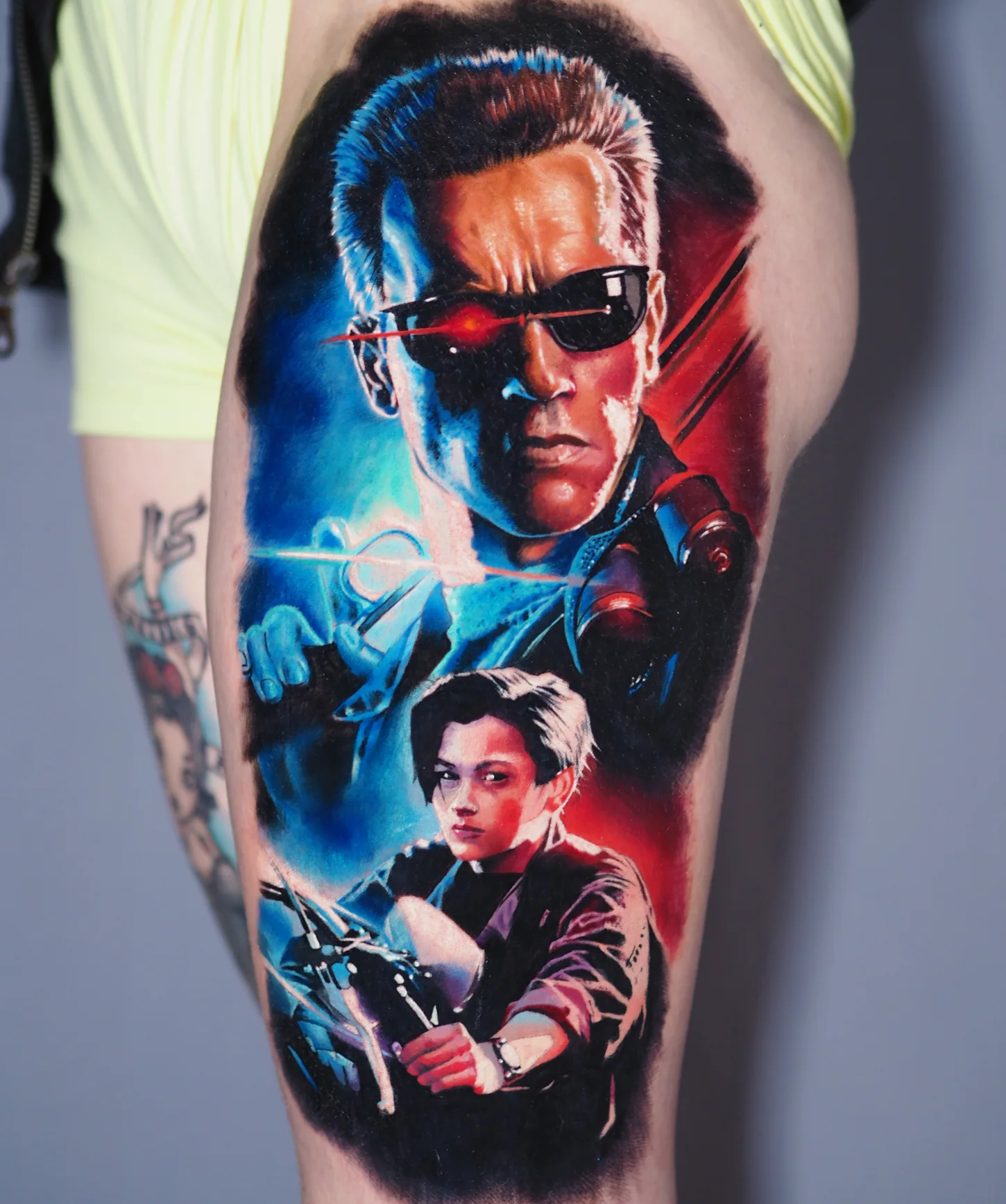 Tatouage réaliste en couleur du Terminator par Michael Taguet
